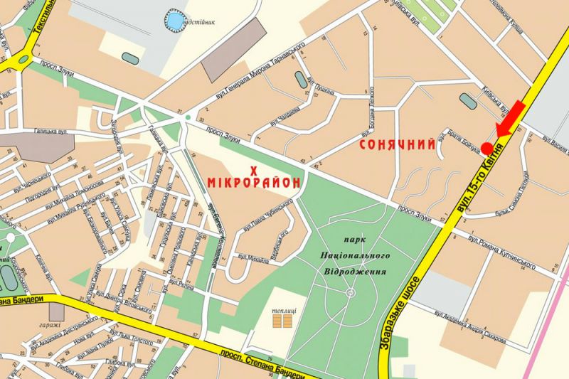Билборд/Щит, Тернополь, 15-го Квітня вул. / Бойчуків вул., біля ТЦ "Рай Центр", супермаркету "Сільпо", в центр