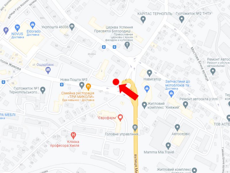Билборд/Щит, Тернополь, Живова вул., 2, в бік Центрального ринку