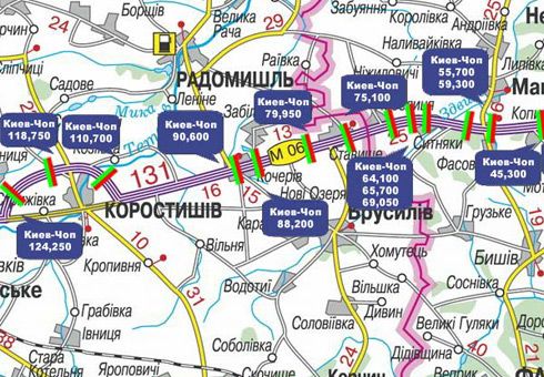 Арка/Реклама на мостах, Трассы, Траса M-06, Київ-Житомир, 90,600