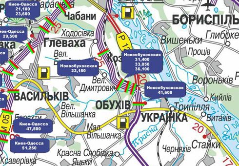 Арка/Реклама на мостах, Траси, Траса Н-01, Нова Обухівська, 33,050