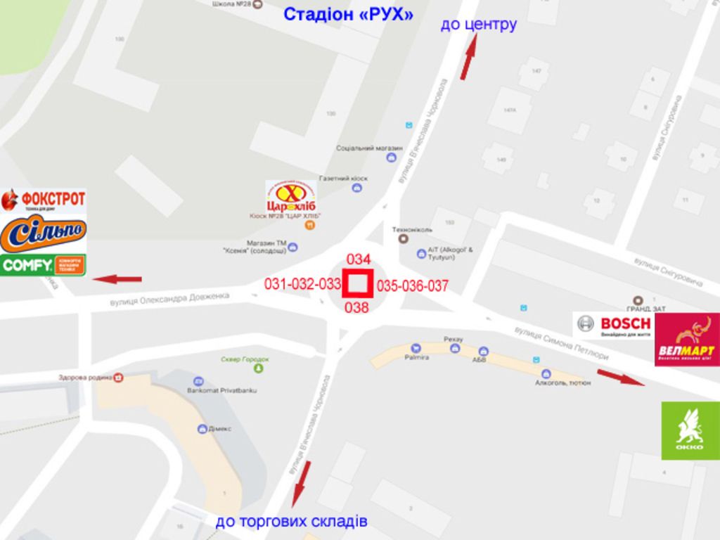 Білборд/Щит, Івано-Франківськ, Петлюри, Чорновола, Довженка