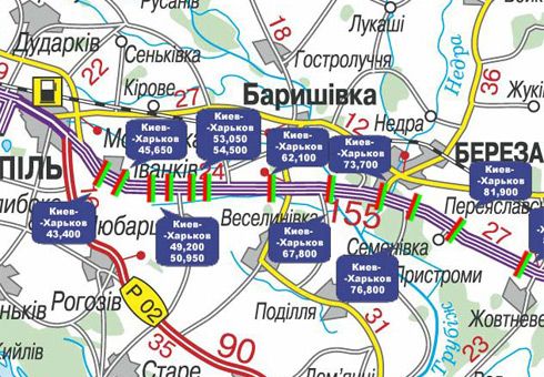Арка/Реклама на мостах, Траси, Траса M-03, Київ - Харків, 62,100