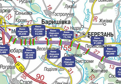 Арка/Реклама на мостах, Траси, Траса M-03, Київ - Харків, 67,800