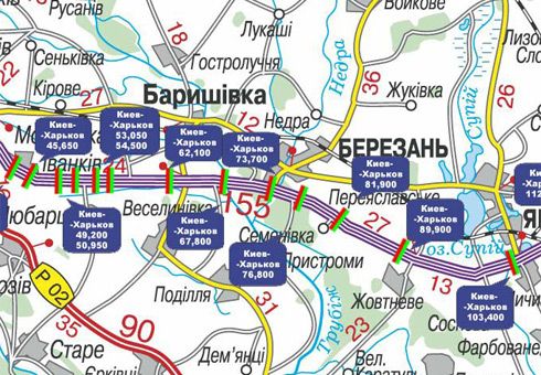 Арка/Реклама на мостах, Трассы, Траса M-03, Київ - Харків, 73,700