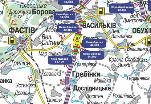 Арка/Реклама на мостах, Траси, Траса M-05, Київ-Одеса, 53,100
