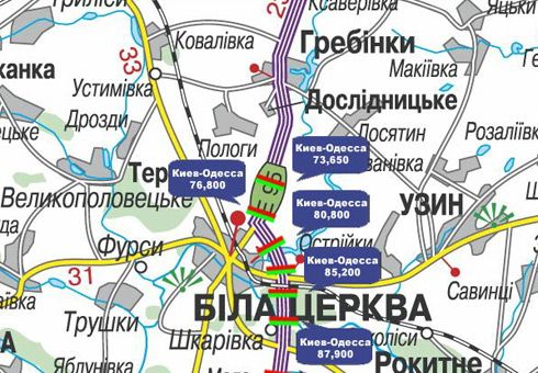 Арка/Реклама на мостах, Траси, Траса M-05, Київ-Одеса, 73,650