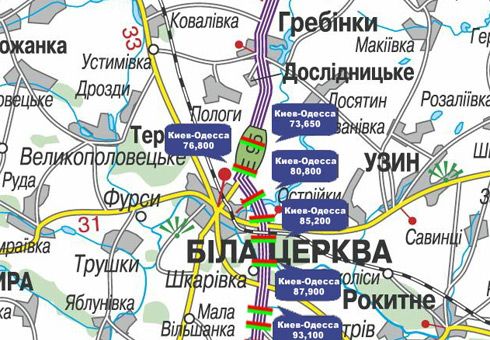 Арка/Реклама на мостах, Траси, Траса M-05, Київ-Одеса, 76,800