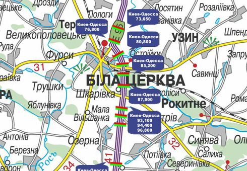 Арка/Реклама на мостах, Траси, Траса M-05, Київ-Одеса, 87,900