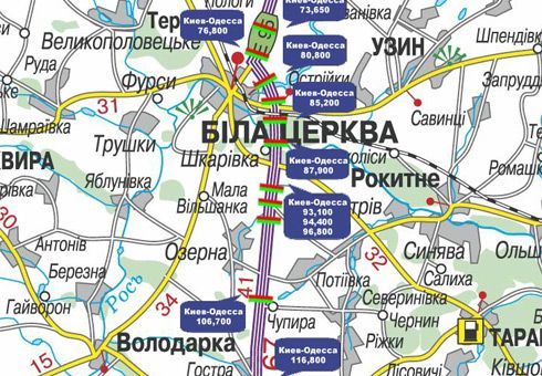 Арка/Реклама на мостах, Траси, Траса M-05, Київ-Одеса, 93,100
