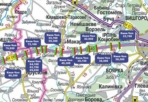 Арка/Реклама на мостах, Траси, Трасса M-06, Киев-Житомир, 45,300
