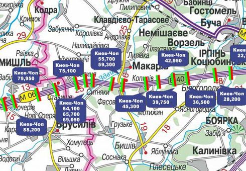 Арка/Реклама на мостах, Траси, Траса M-06, Київ-Житомир, 55,700