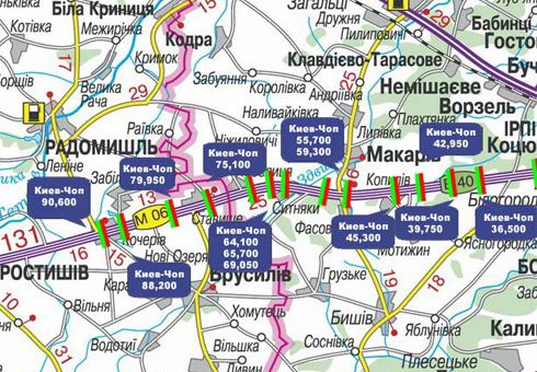 Арка/Реклама на мостах, Трассы, Трасса M-06, Киев-Житомир, 65,700