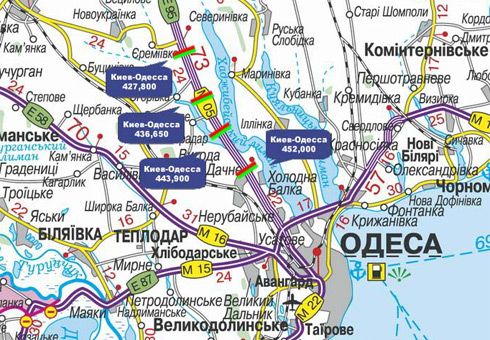 Арка/Реклама на мостах, Траси, Траса M-05, Київ-Одеса, 452,000