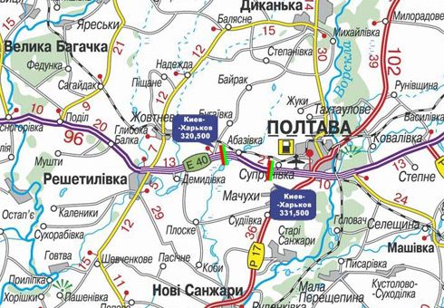 Арка/Реклама на мостах, Трассы, Траса M-03, Київ - Харків, 320,500