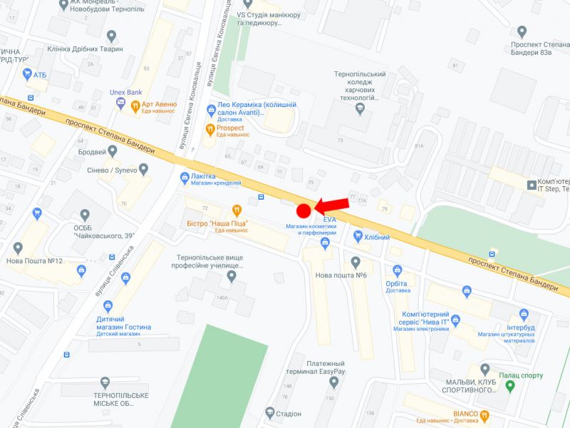 Билборд/Щит, Тернополь, Бандери пр., 79, біля магазину "Eva"