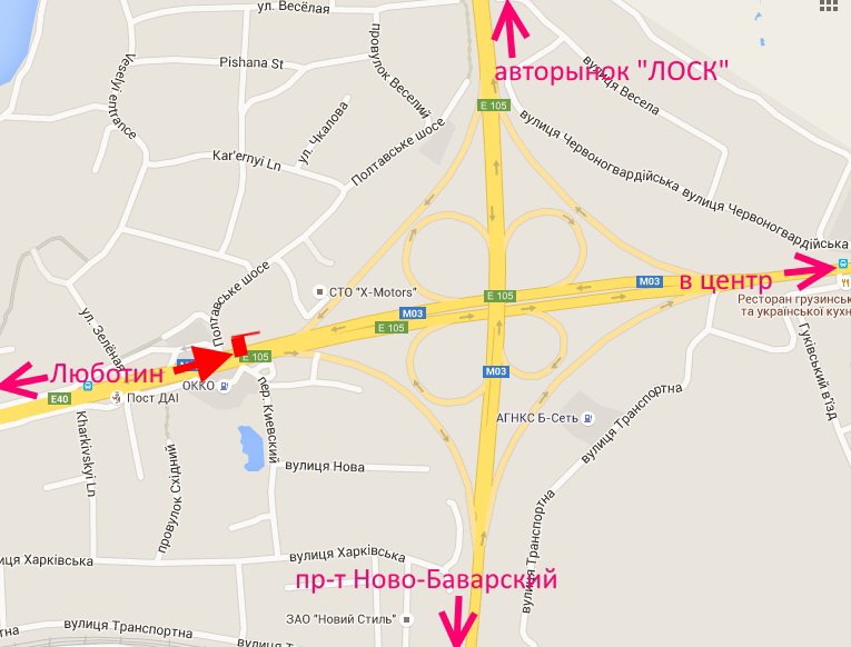 Білборд/Щит, Траси, Полтавський шлях – пров. Київський-розв'язка з кільцевою-прапорець №2-в центр