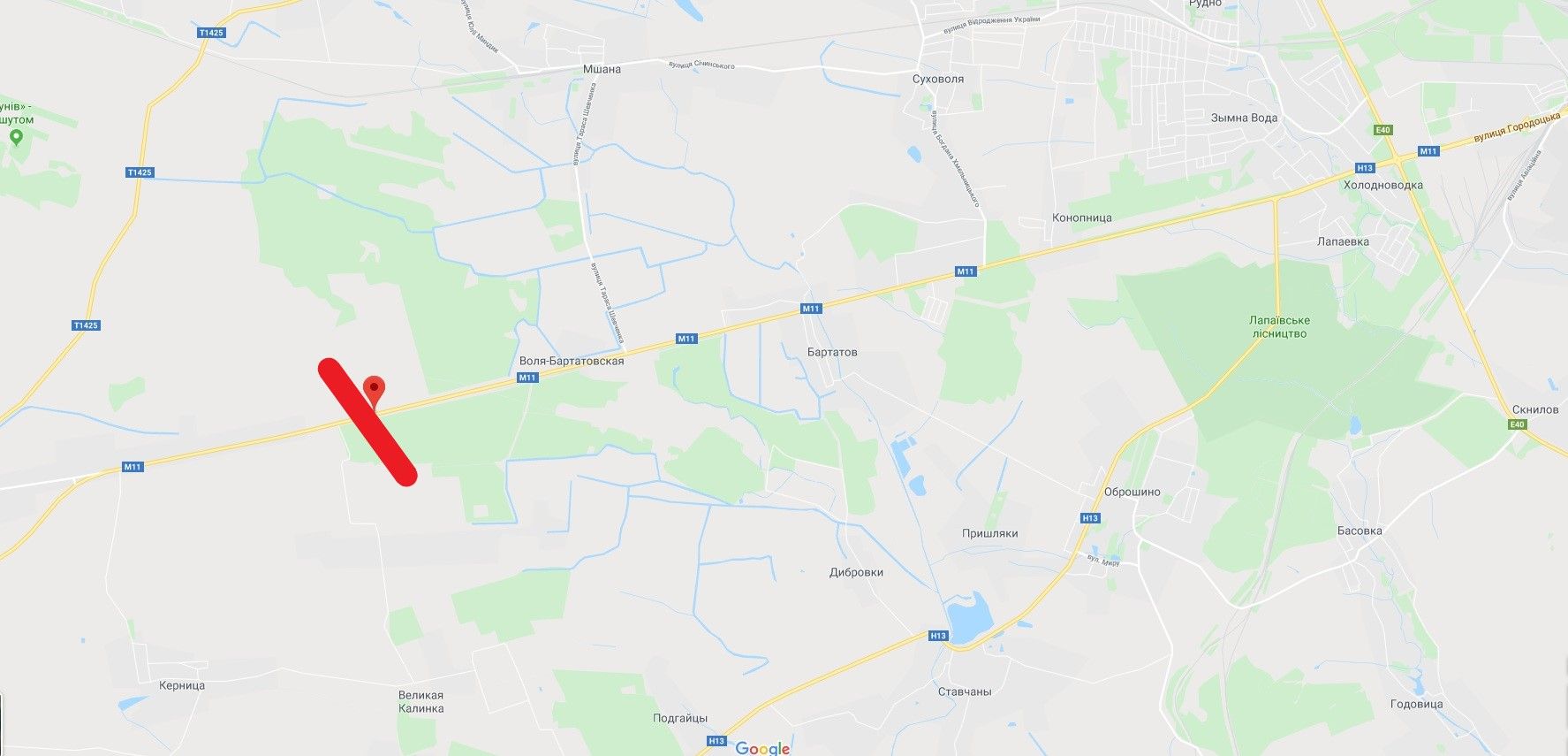 Арка/Реклама на мостах, Траси, Автомобільна дорога М-11 Львів-Шегині, км 21+600, напрям до Львова