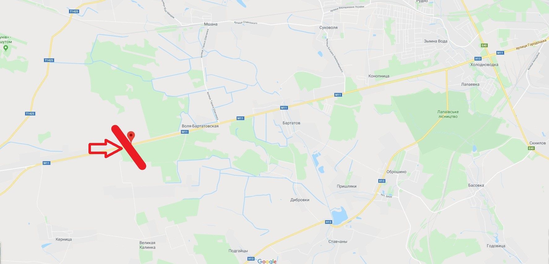 Арка/Реклама на мостах, Трассы, Автомобільна дорога М-11 Львів-Шегині, км 21+600, напрям до Львова