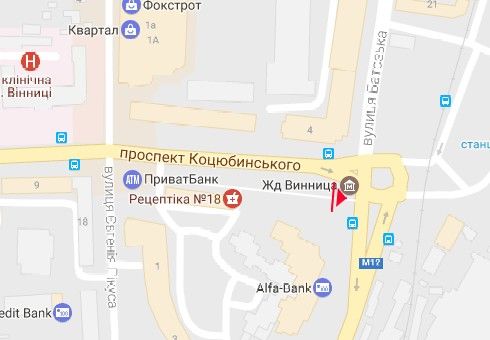 Скролл/Ситиборд, Винница, Коцюбинського просп. - Привокзальна вул.