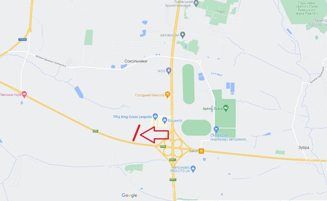 Билборд/Щит, Трассы, М-10, Західний обхід м. Львова, км 14+400, King Cross Leopolis, Епіцентр, Арена Львів ліворуч