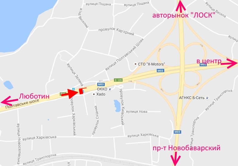 Білборд/Щит, Траси, Полтавський шлях-пост Поліції-прапорець №1, в центр
