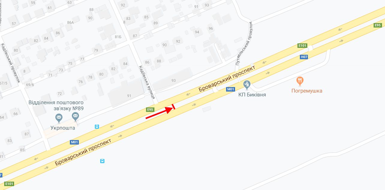 Билборд/Щит, Киев, Броварський пр., 93 на розподільчій смузі у напрямку м. Бровари