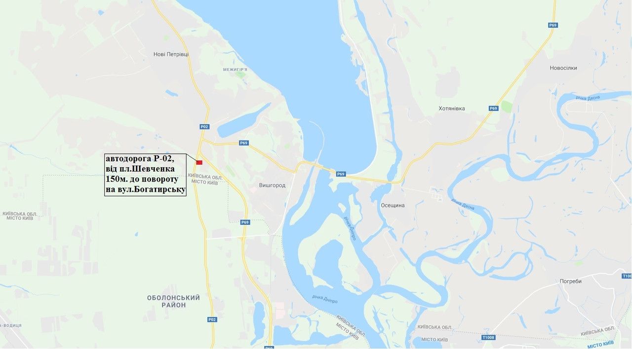 Билборд/Щит, Вышгород, г.Вышгород,дорога Р-02,от пл.Шевченко 150 м.