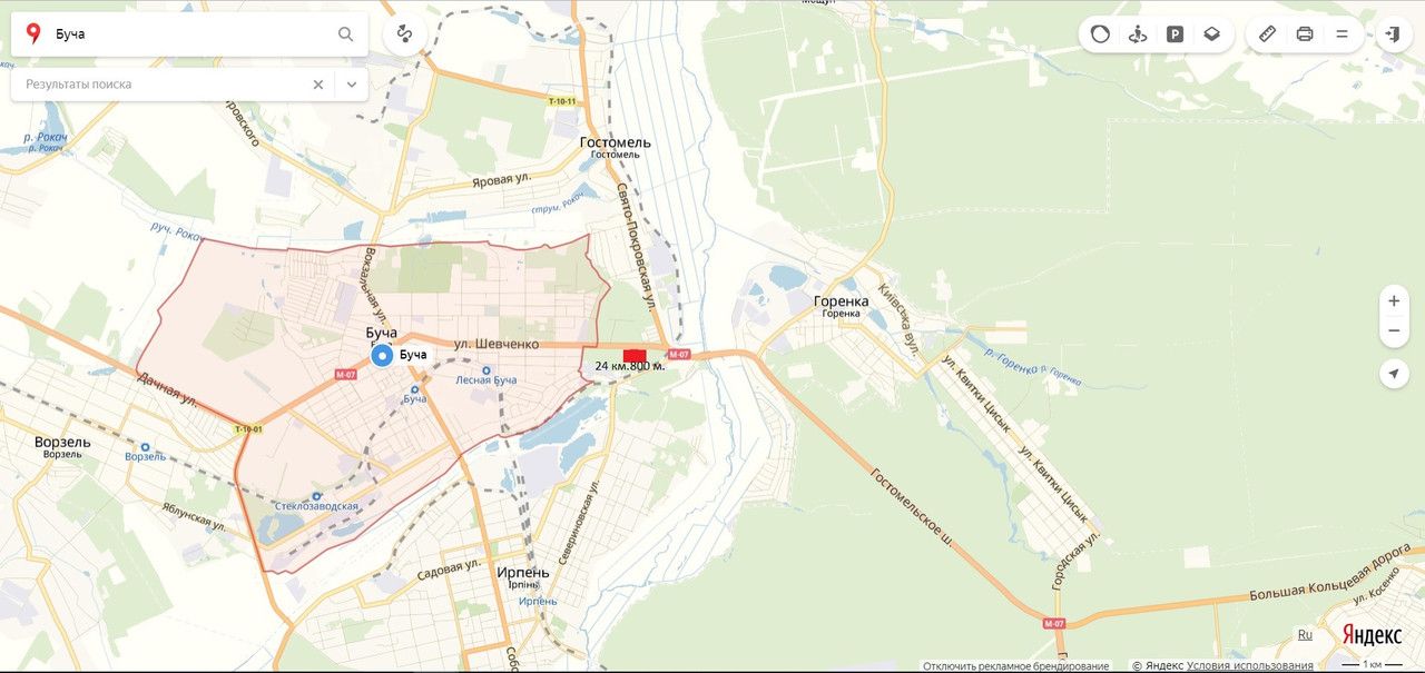 Білборд/Щит, Траси, М-07 Ковель-Ворзель-Буча-Киев 24 км. 800 м. (А)