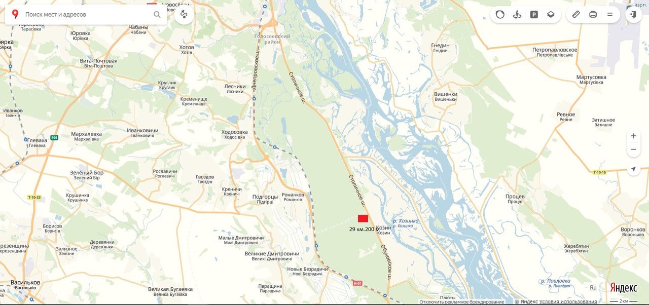 Білборд/Щит, Траси, Р-01 Конча-Заспа,Киев-Обухов 29 км 200 м