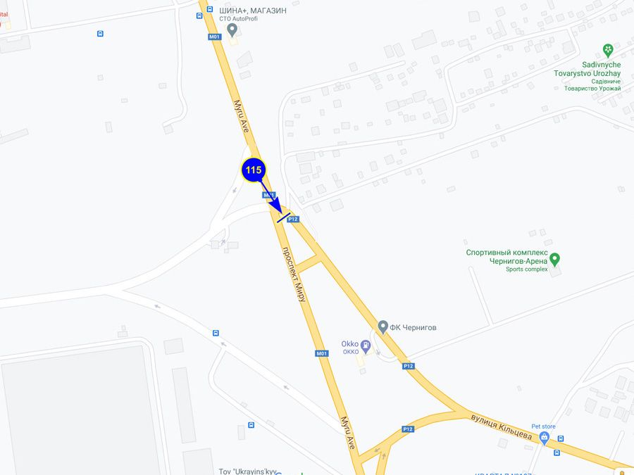 Білборд/Щит, Чернігів, проспект Миру 312 х вул. Кільцева (АЗС ОККО, новий чорний АТБ)