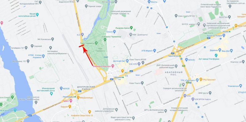 Арка/Реклама на мостах, Киев, Перова бул. надземний пішохідний перехід, до пр-ту Шухевича Романа