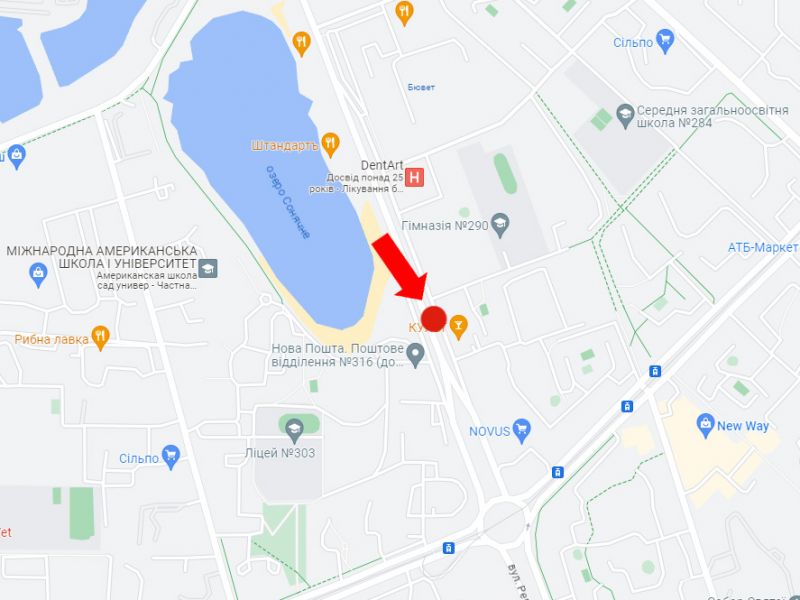 Билборд/Щит, Киев, Ревуцького вул., 15, через дорогу, роздільник, в бік ст. м. "Харківська"