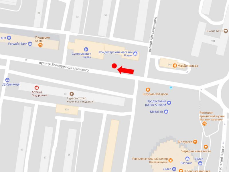 Сітілайт, Львів, Великого В. вул., 26, біля McDonald's, супермаркету "Сильпо", ТЦ "Океан"