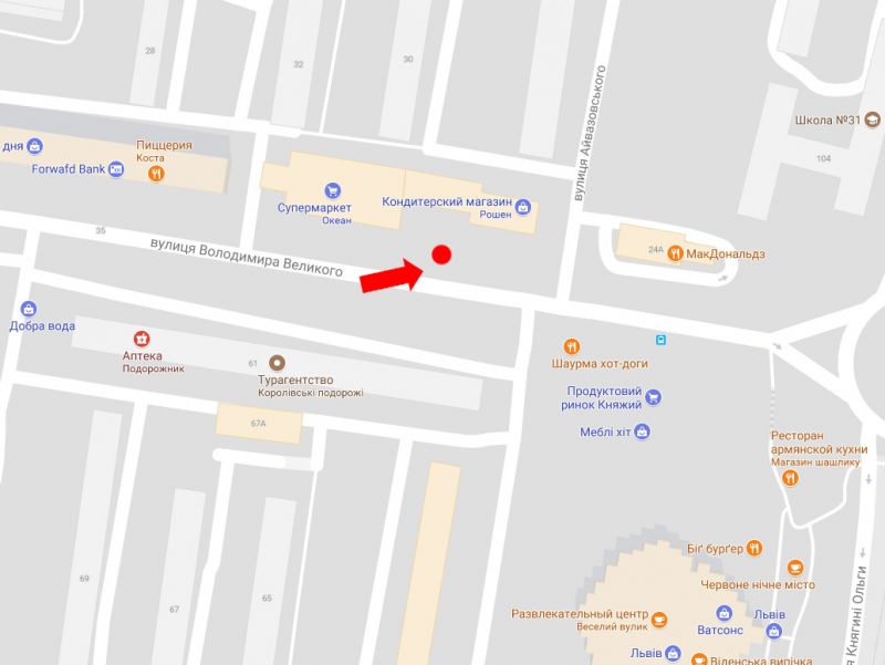 Сітілайт, Львів, Великого В. вул., 26, біля McDonald's, супермаркету "Сильпо", ТЦ "Океан"