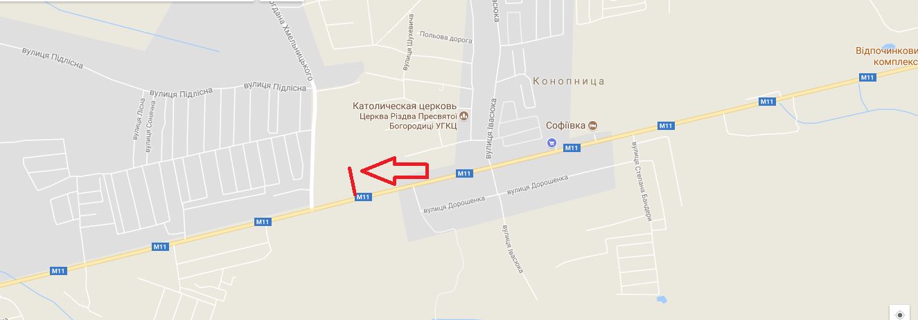 Білборд/Щит, Траси, М-11 Львів Шегині, км 13+500, праворуч (с Конопниця, Зелендекор, ГК Софіївка)