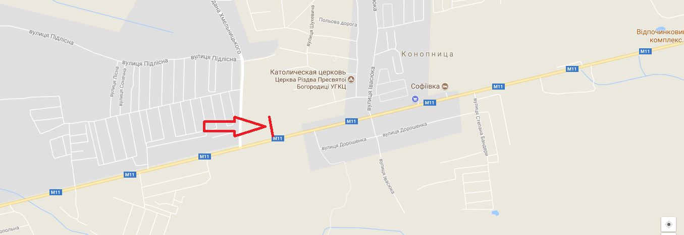 Білборд/Щит, Траси, М-11 Львів Шегині, км 13+500, праворуч (с Конопниця, Зелендекор, ГК Софіївка)