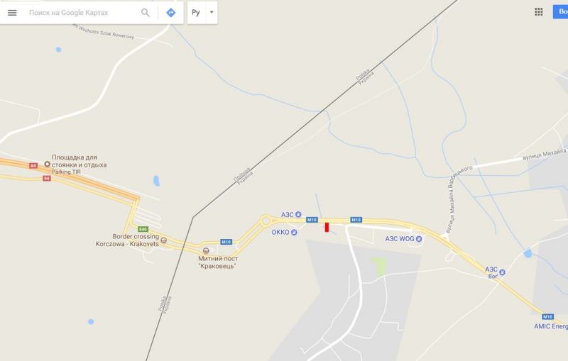 Білборд/Щит, Траси, Краківець к1, кордон (ліворуч) виїзд з країни