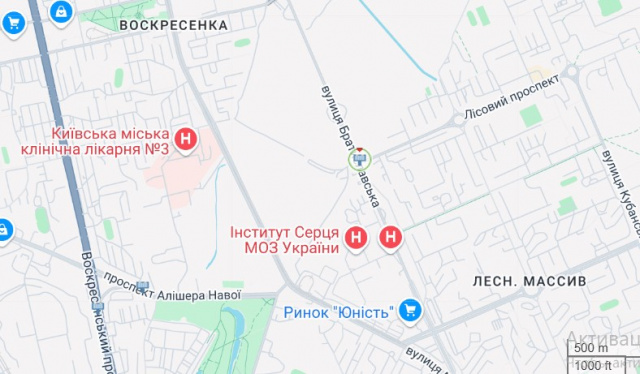 Ролер/Призматрон, Київ, Братиславська вул.7б (ринок "Юність", супермаркет "АТБ", Інститут серця МОЗ України), в напрямку ст.метро "Чернігівська"