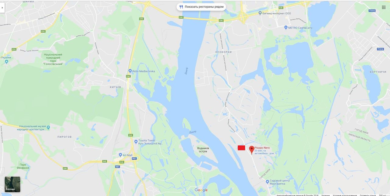 Білборд/Щит, Київ, ул.Центральная,за 400 м. до поворота на пляж - ресоран Осокор,ресторан Pioppo Nero