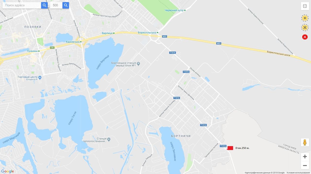 Билборд/Щит, Киев, Бортничи ,напротив ул.семьи Рудинских 0 . 250 (А)