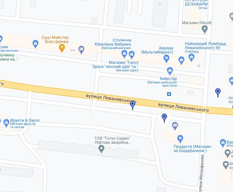 Білборд/Щит, Біла Церква, Вул. Леваневського в районі житлового буд. № 50/5 (навпроти зупинки ПТУ №9)