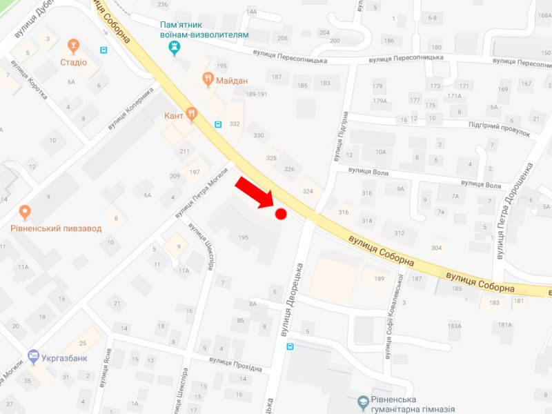 Сітілайт, Рівне, Соборна вул., 195, зупинка біля "РДА", в бік Чорновола вул., A1