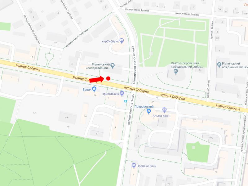 Сітілайт, Рівне, Соборна вул., 10 / Княгині Ольги вул., зупинка, з центру, B1