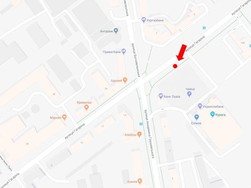 Сітілайт, Рівне, Гагаріна вул., ТРЦ "Чайка", супермаркети "Сільпо", "Ельдорадо", в бік Грушевського вул., B2