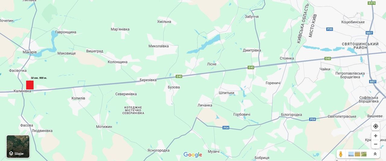Билборд/Щит, Трассы, М-06 Київ-Житомир, Калинівка, за 200м. до повороту на Макарів 50 км.900 м.(А)