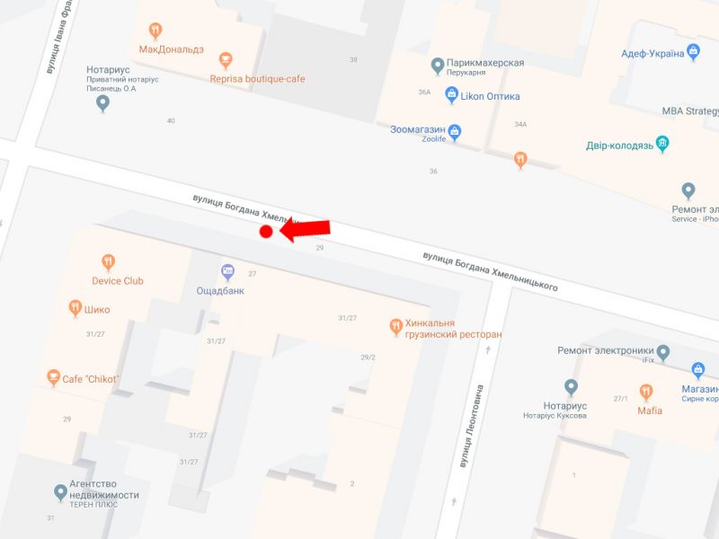 Сітілайт, Київ, Хмельницького вул., 29/2 / вул. Франка, навпроти McDonald's, в сторону вул. Гончара