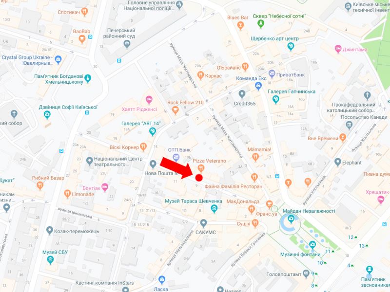 Сітілайт, Київ, Софіївська вул., 8а, в сторону пл. Незалежності