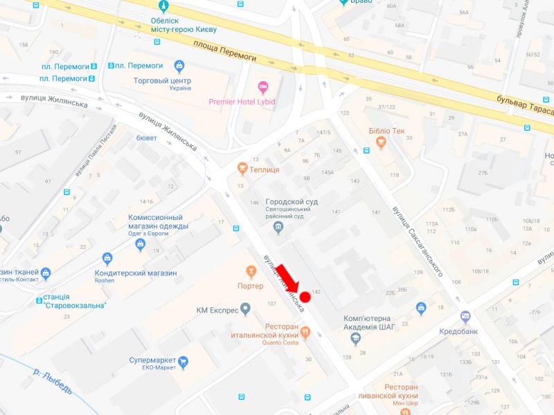 Сітілайт, Київ, Жилянська вул., 142, навпроти пабу "Портер", в сторону центру