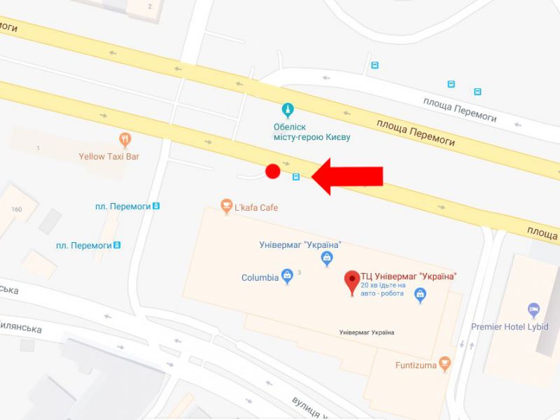 Сітілайт, Київ, Перемоги пл., 3, біля універмагу "Україна", в сторону Повітрофлотського мосту