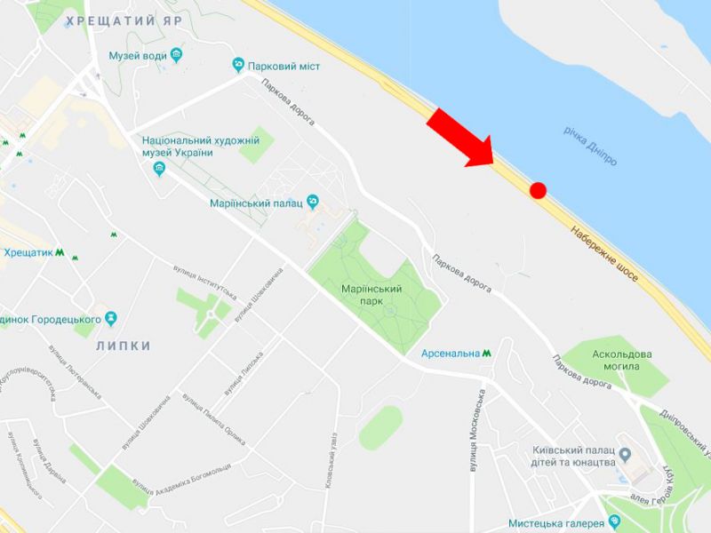 Беклайт, Київ, Набережне шосе вул., 950 м. до ст.м. "Дніпро", з боку Подолу
